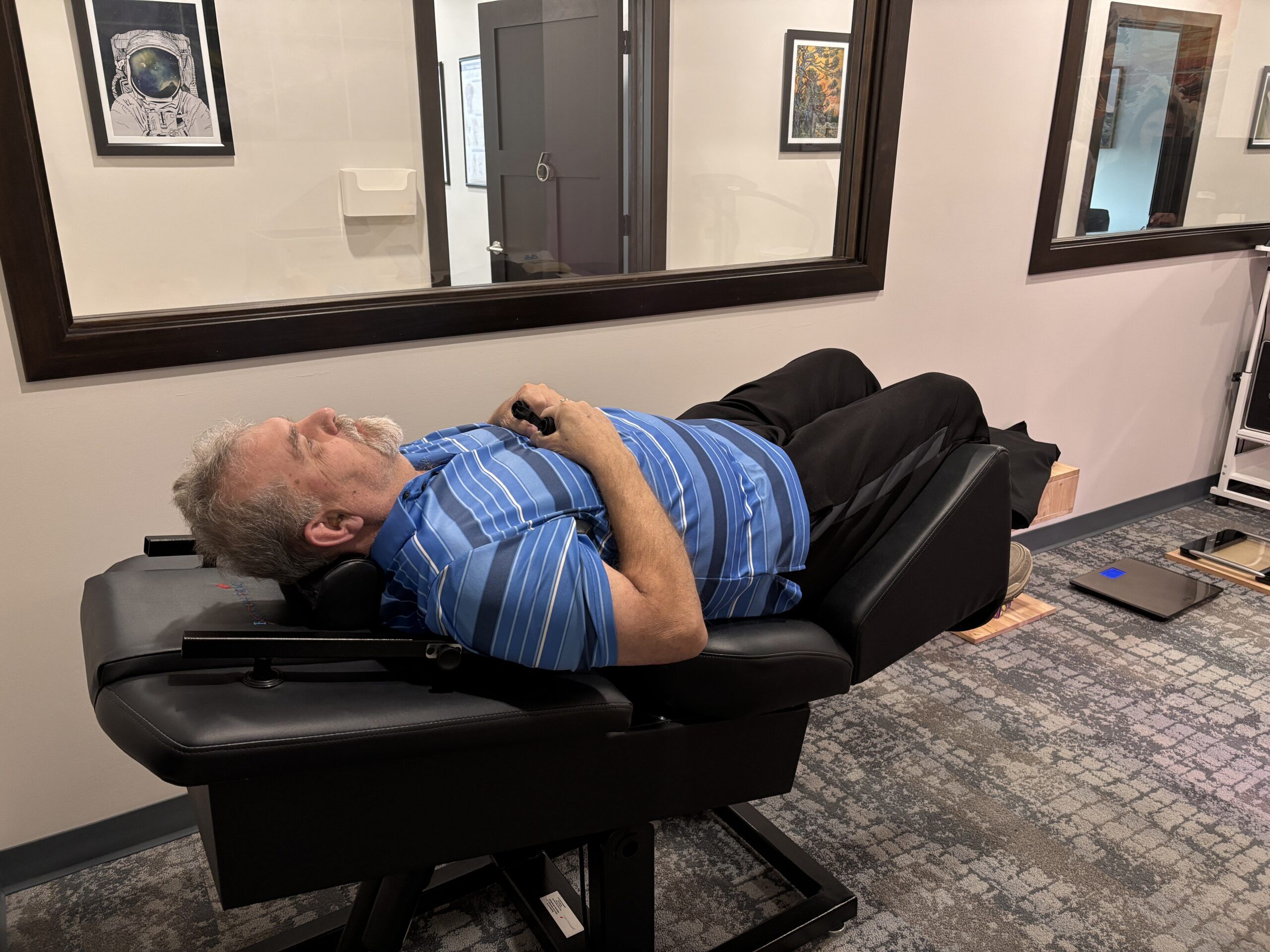 Cervical decompression traction setup for neck pain at Rising Sun Chiropractic
