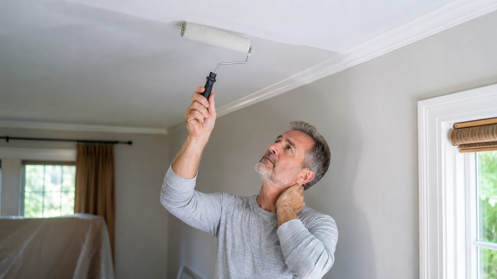 Neck pain from looking up while painting overhead